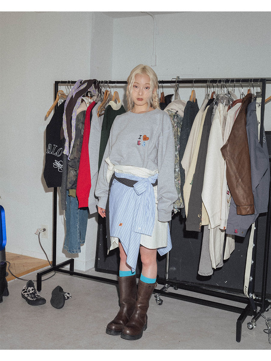 DRAWN SWEAT -HEATHER GREY-