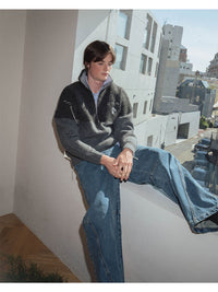 HALF ZIP KNIT -CHARCOAL-