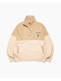 HALF ZIP KNIT -BEIGE-