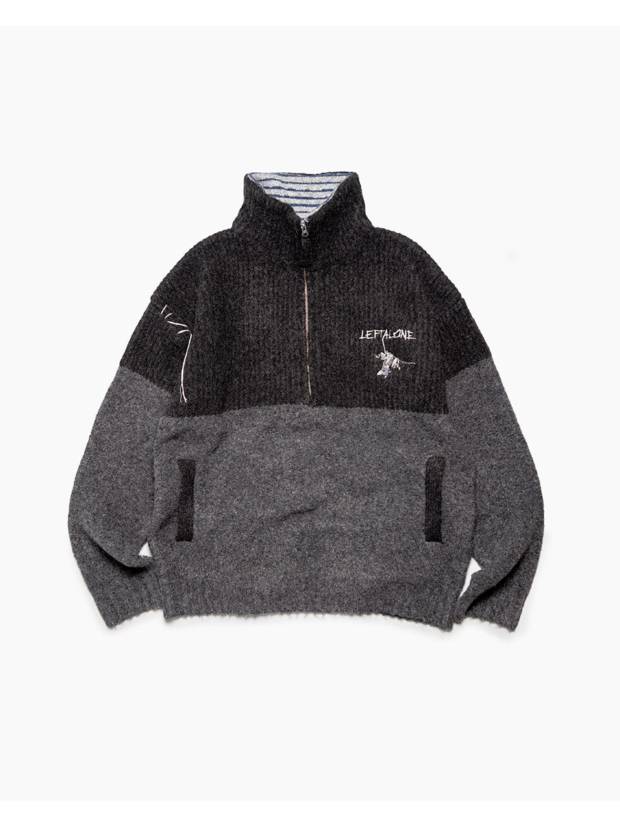 HALF ZIP KNIT -CHARCOAL-