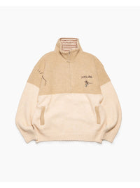 HALF ZIP KNIT -BEIGE-