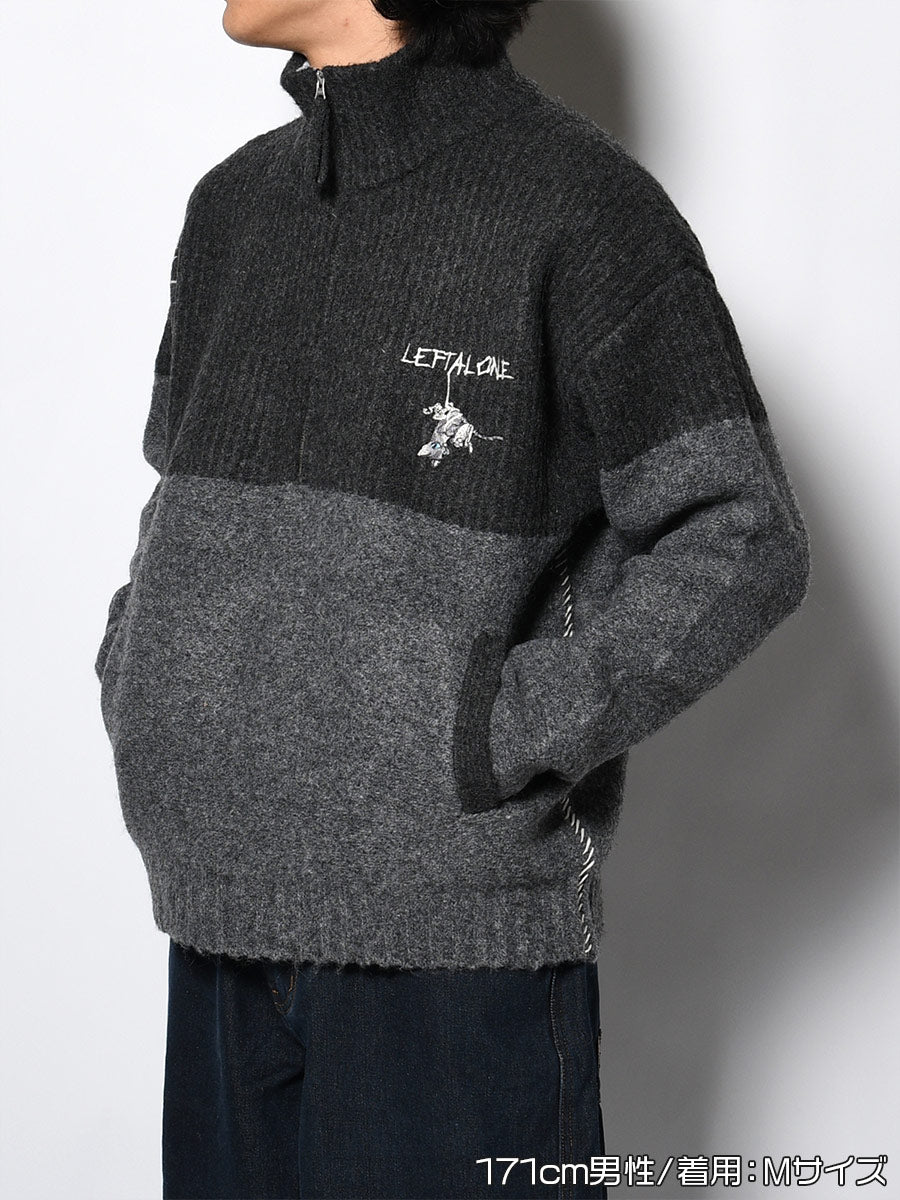 HALF ZIP KNIT -CHARCOAL-