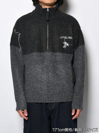 HALF ZIP KNIT -CHARCOAL-