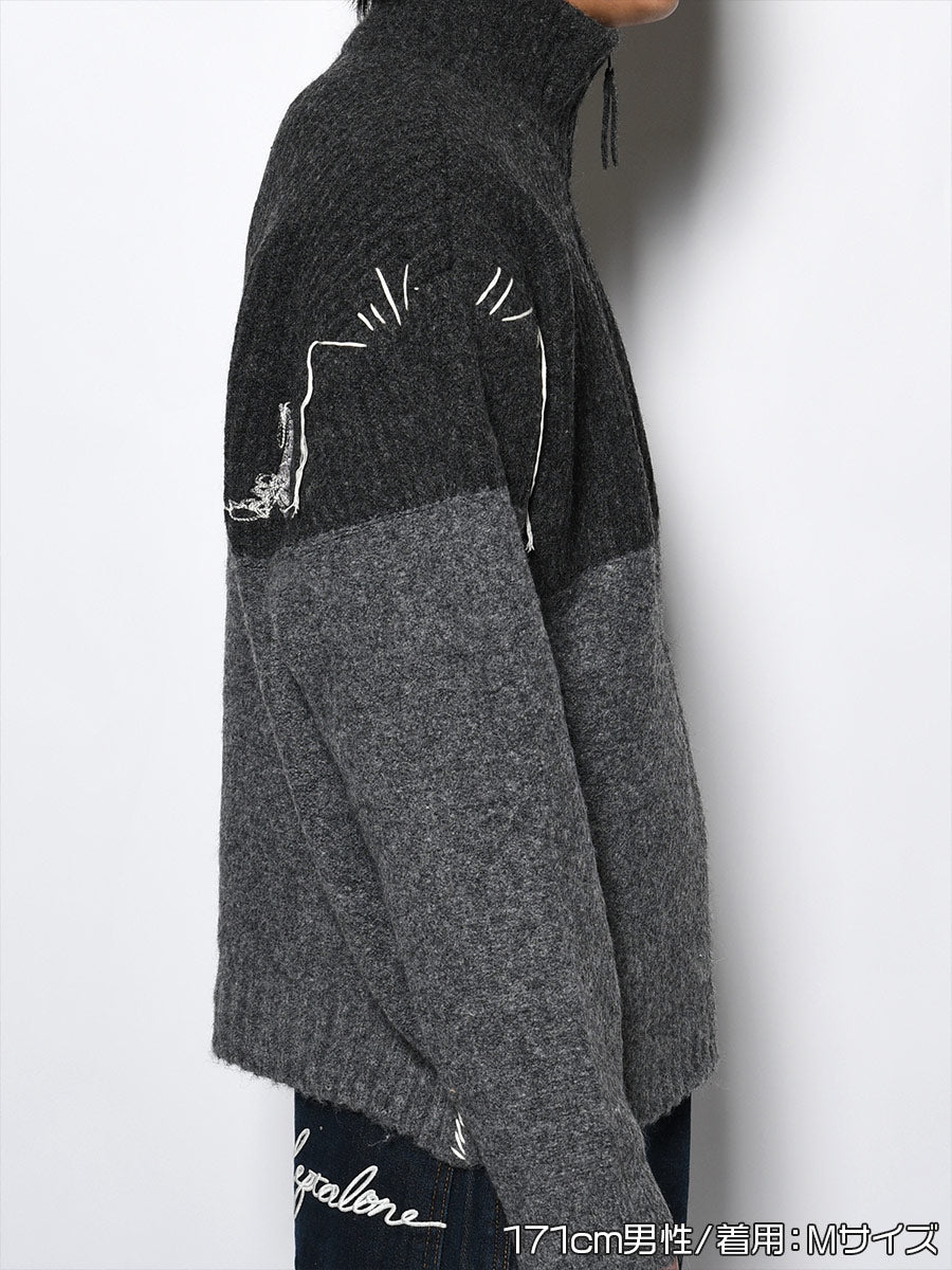 HALF ZIP KNIT -CHARCOAL-
