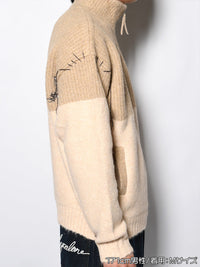 HALF ZIP KNIT -BEIGE-