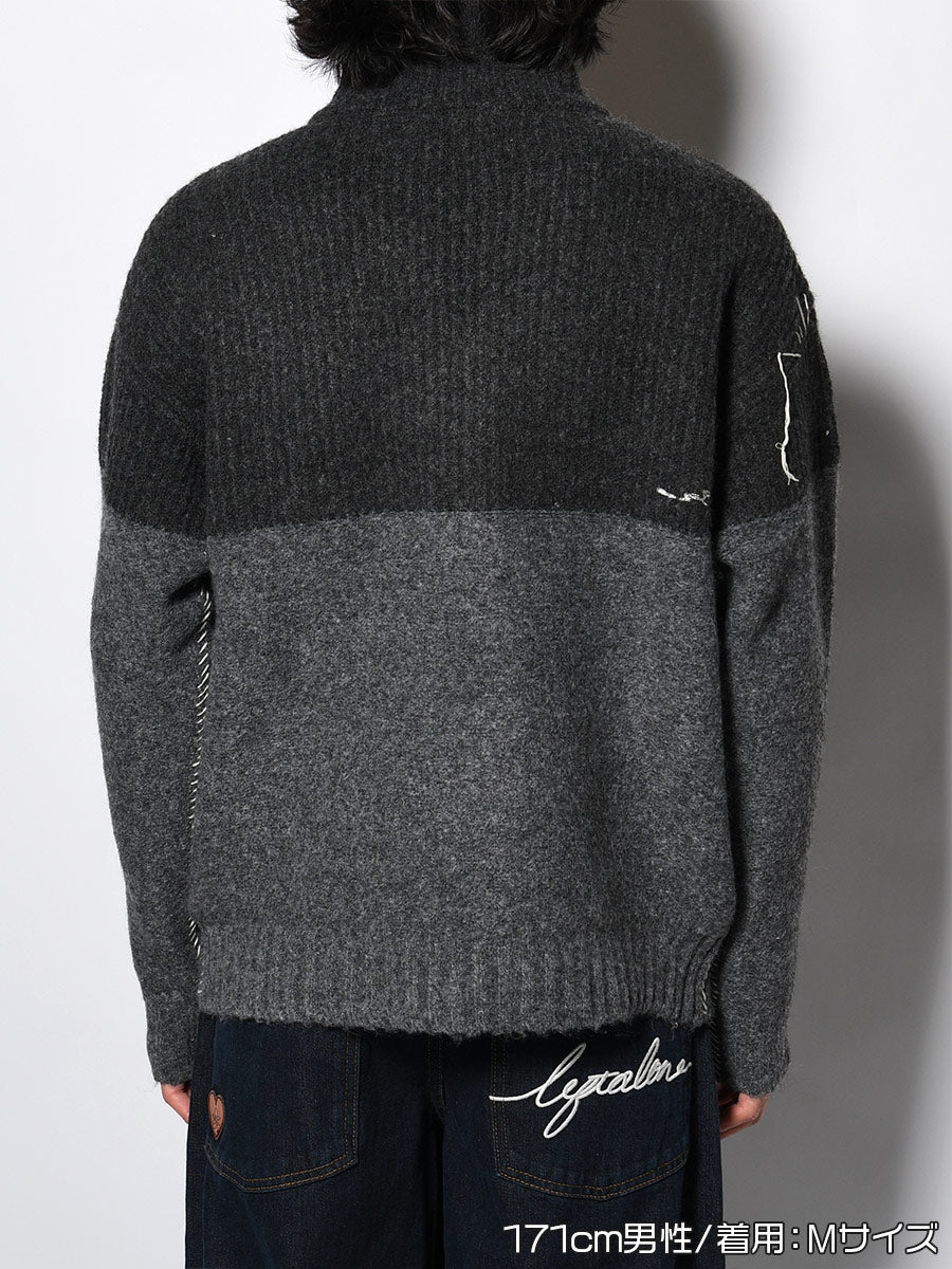 HALF ZIP KNIT -CHARCOAL-