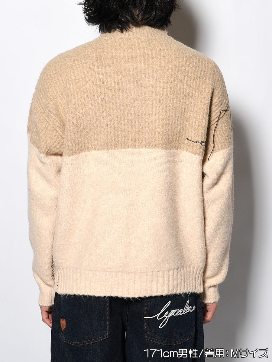 HALF ZIP KNIT -BEIGE-