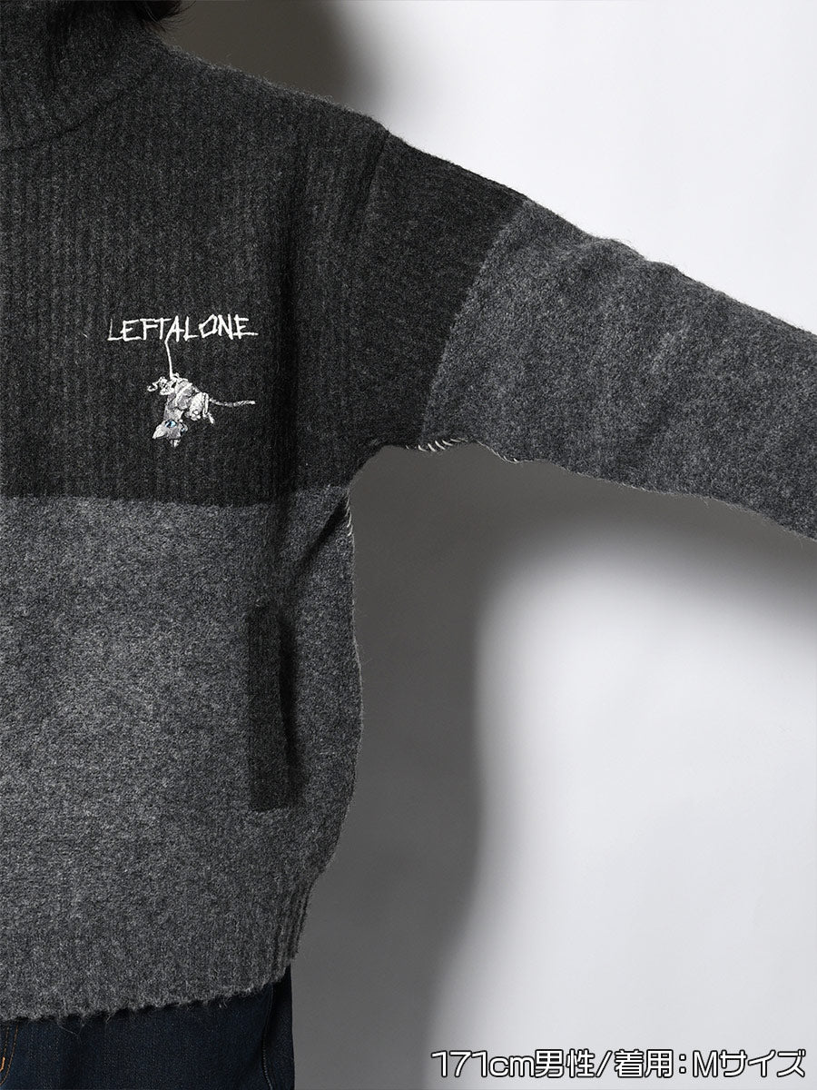 HALF ZIP KNIT -CHARCOAL-