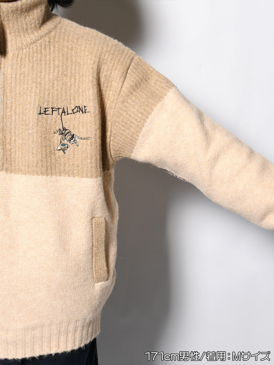 HALF ZIP KNIT -BEIGE-