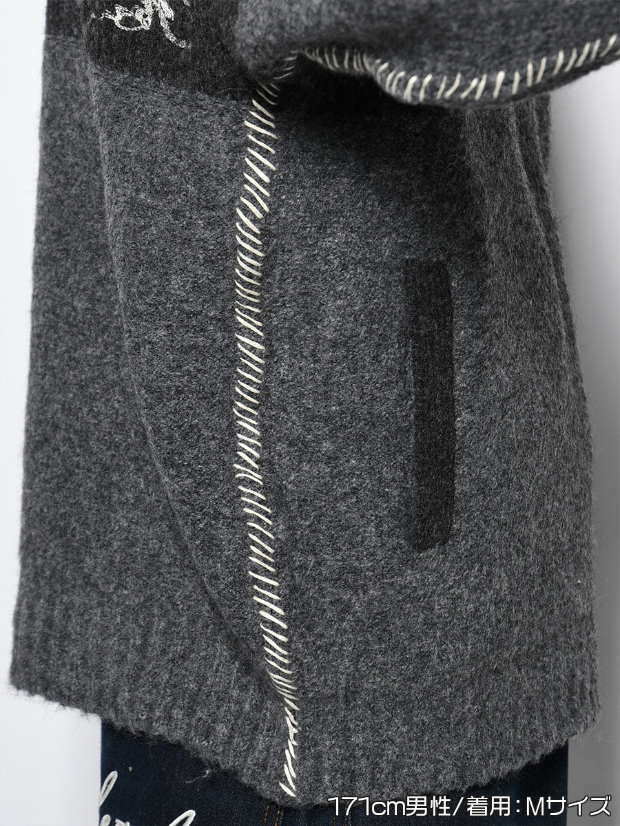 HALF ZIP KNIT -CHARCOAL-