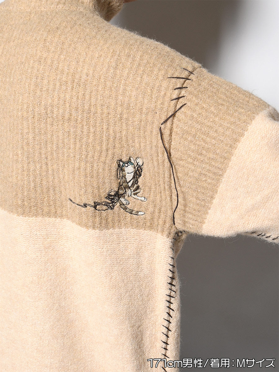 HALF ZIP KNIT -BEIGE-