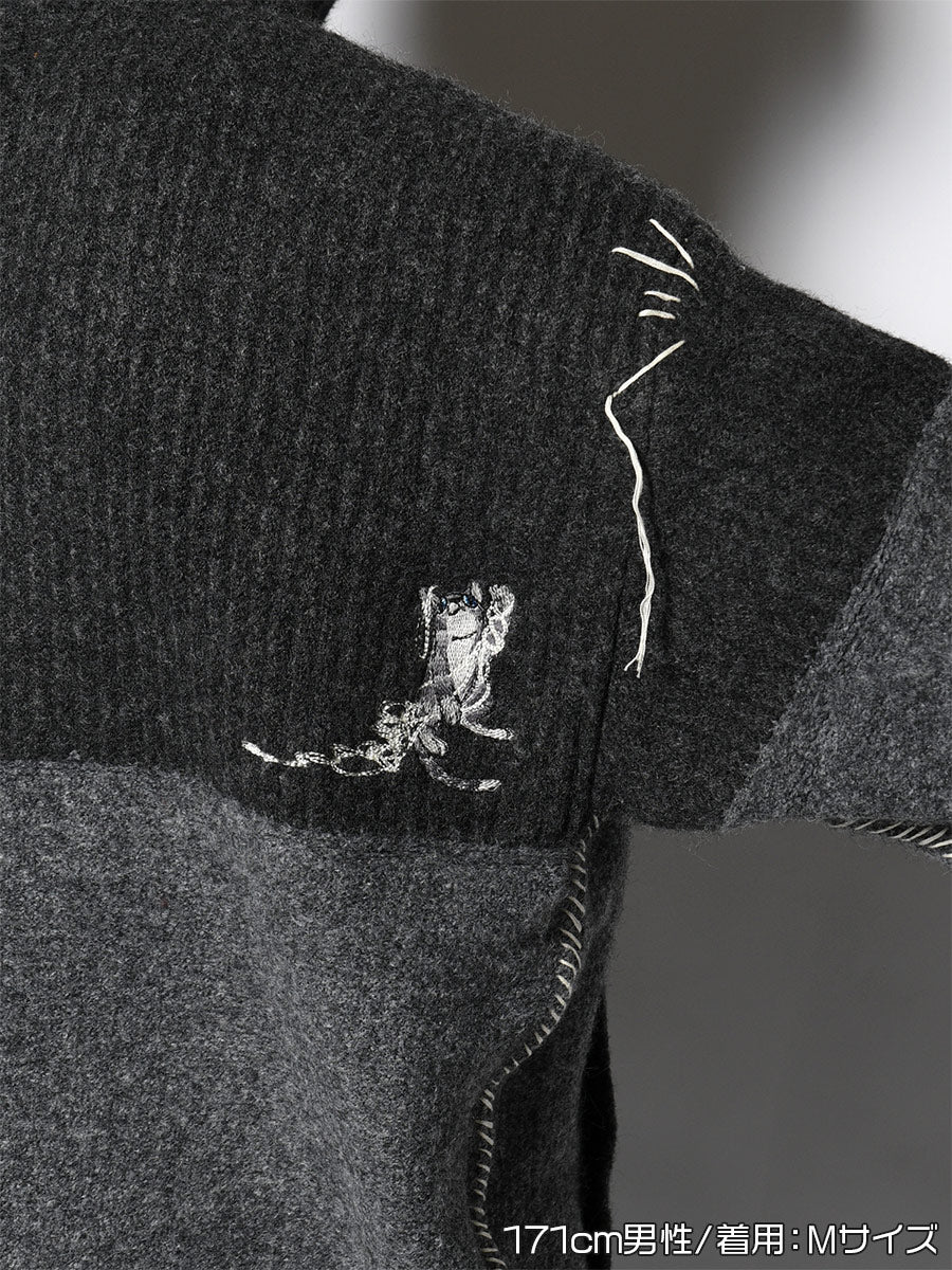 HALF ZIP KNIT -CHARCOAL-