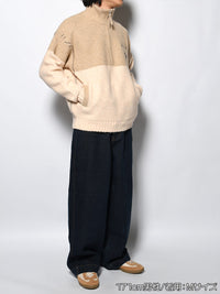 HALF ZIP KNIT -BEIGE-