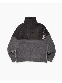 HALF ZIP KNIT -CHARCOAL-