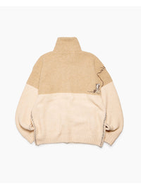 HALF ZIP KNIT -BEIGE-