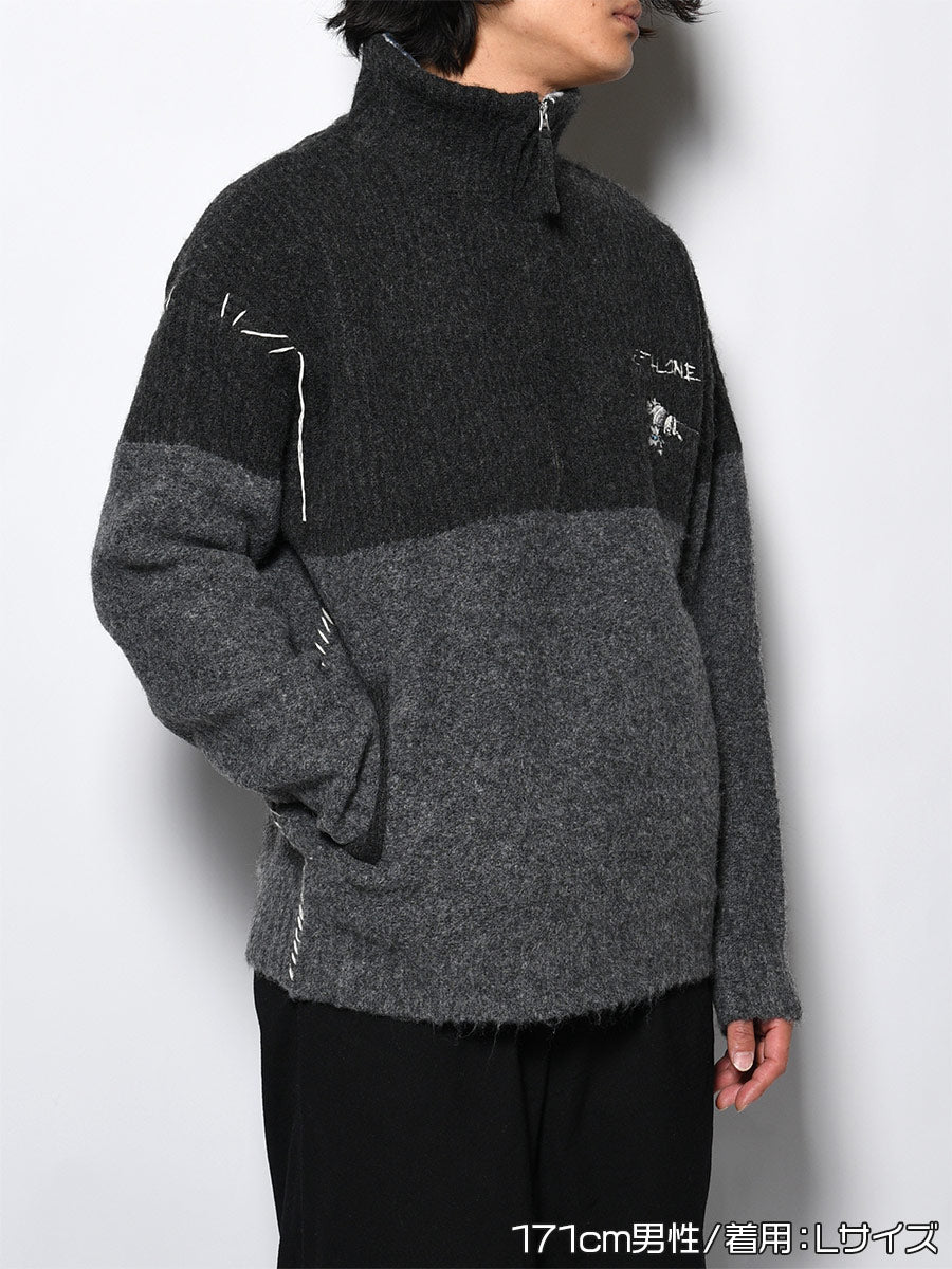 HALF ZIP KNIT -CHARCOAL-