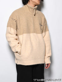HALF ZIP KNIT -BEIGE-