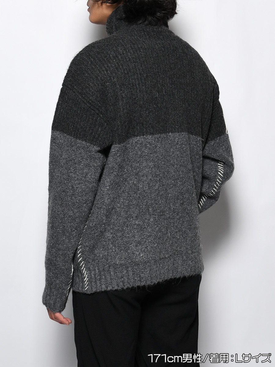 HALF ZIP KNIT -CHARCOAL-