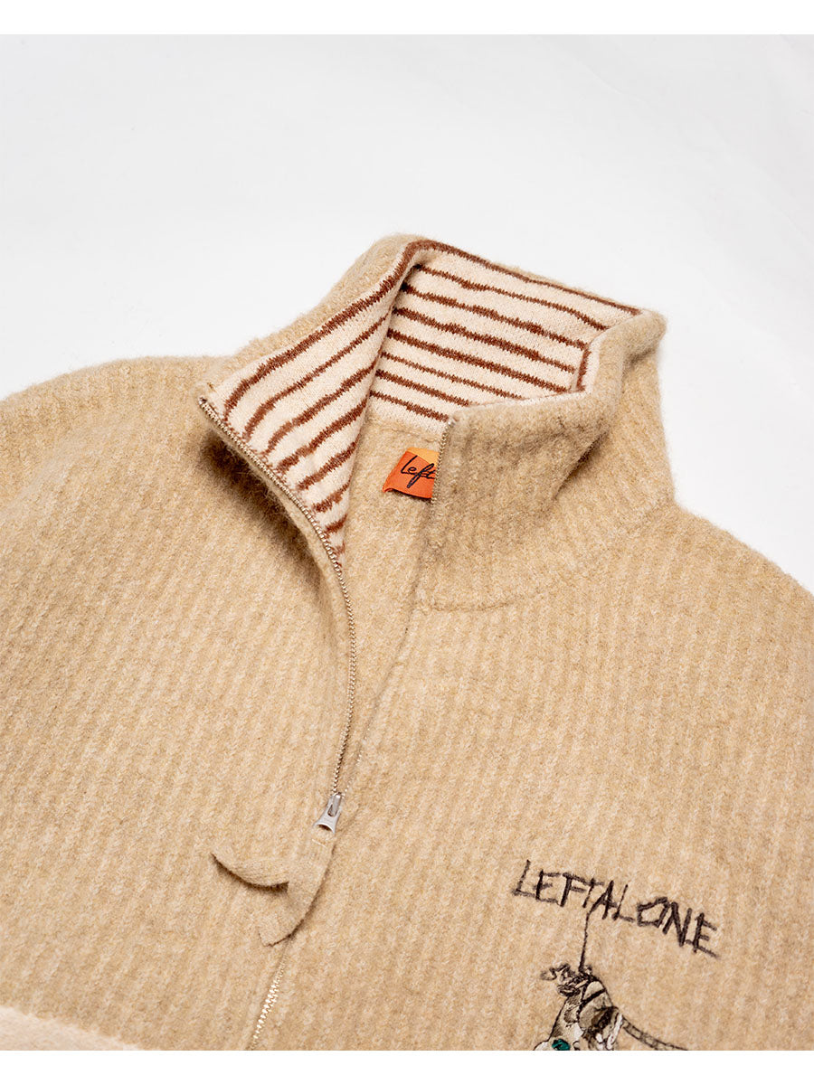 HALF ZIP KNIT -BEIGE-