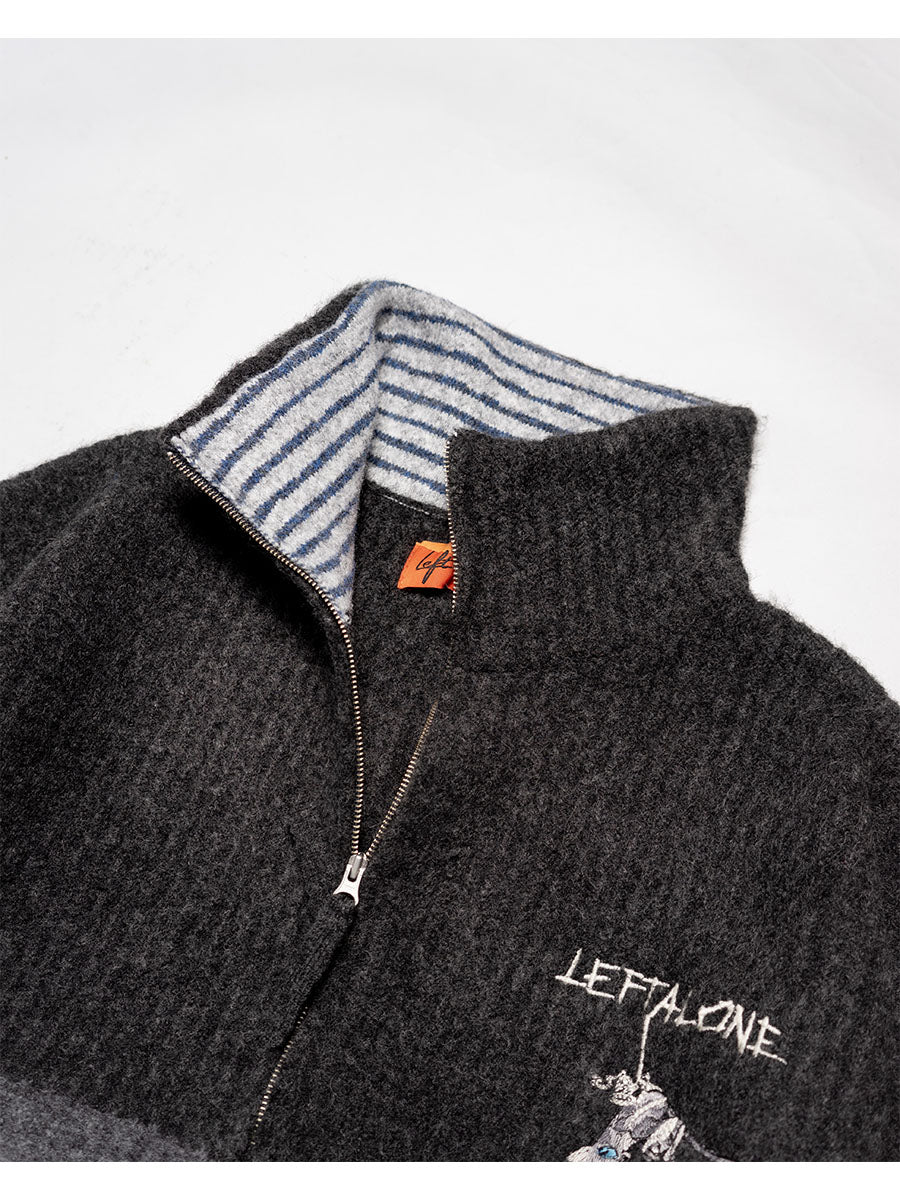HALF ZIP KNIT -CHARCOAL-
