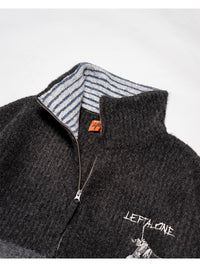 HALF ZIP KNIT -CHARCOAL-