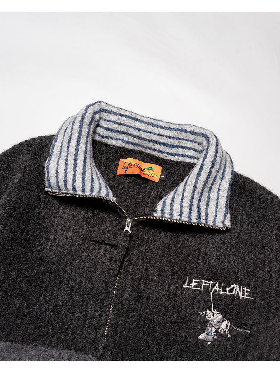 HALF ZIP KNIT -CHARCOAL-
