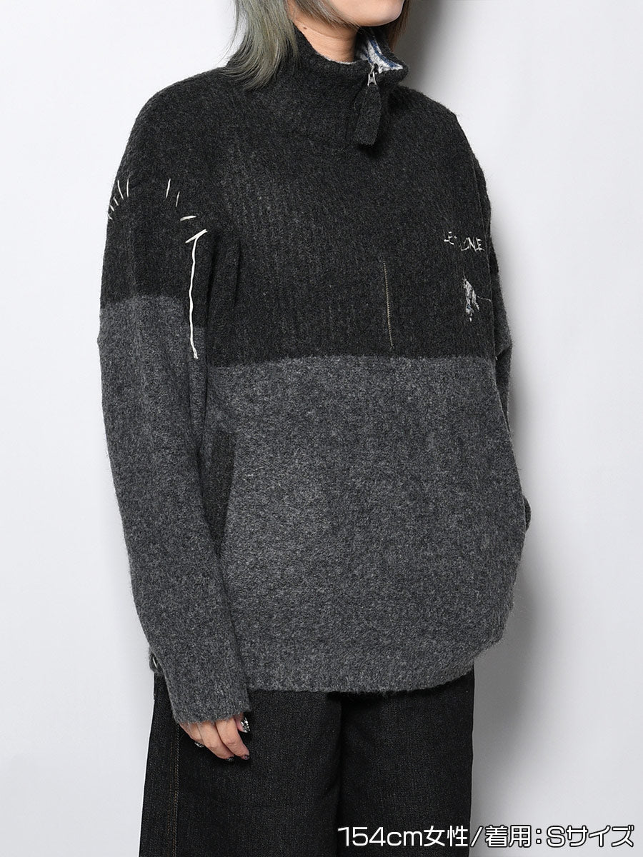 HALF ZIP KNIT -CHARCOAL-
