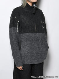 HALF ZIP KNIT -CHARCOAL-