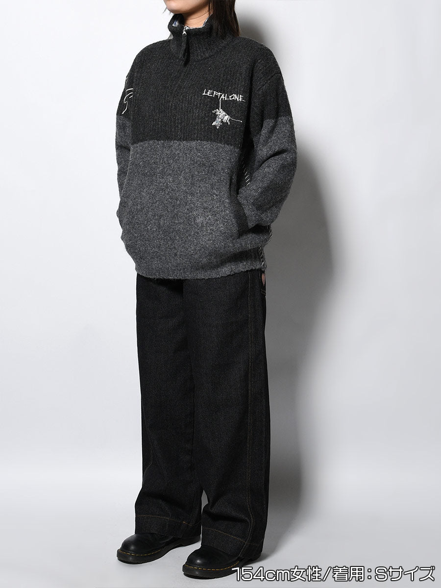 HALF ZIP KNIT -CHARCOAL-