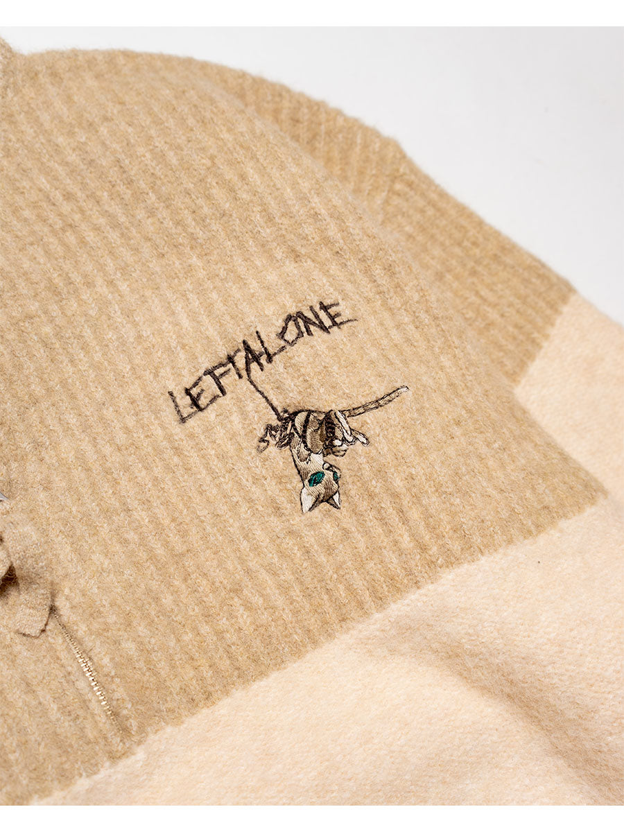 HALF ZIP KNIT -BEIGE-