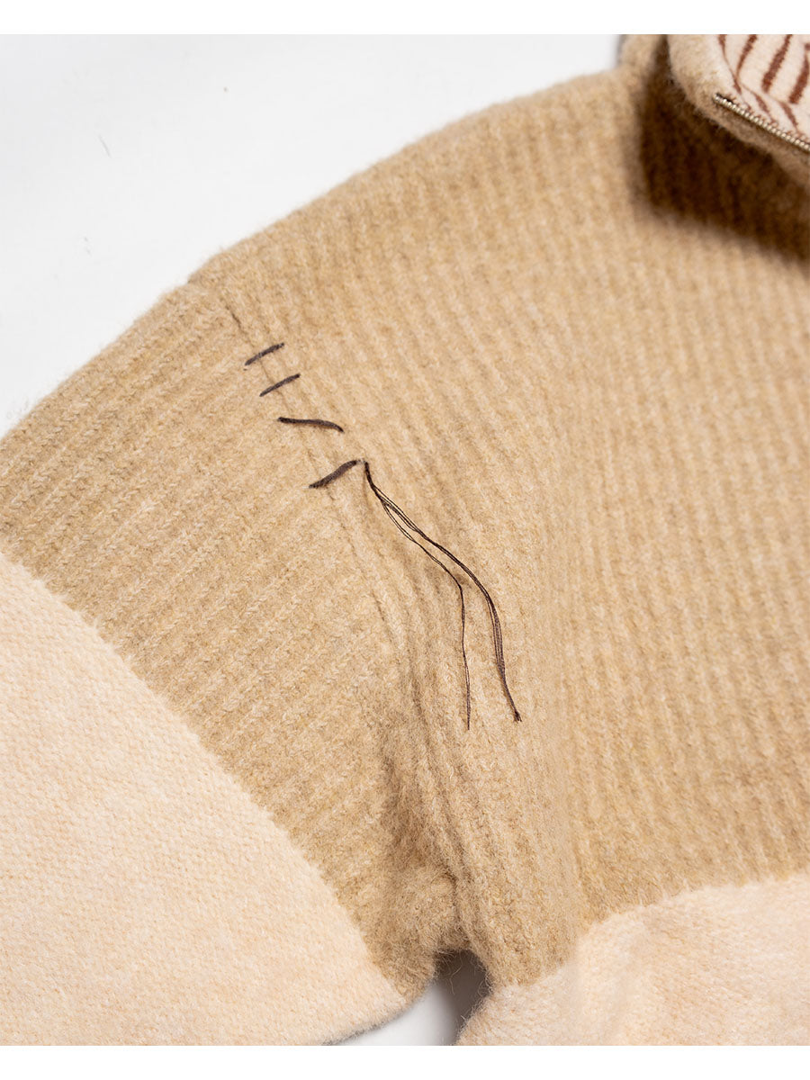 HALF ZIP KNIT -BEIGE-