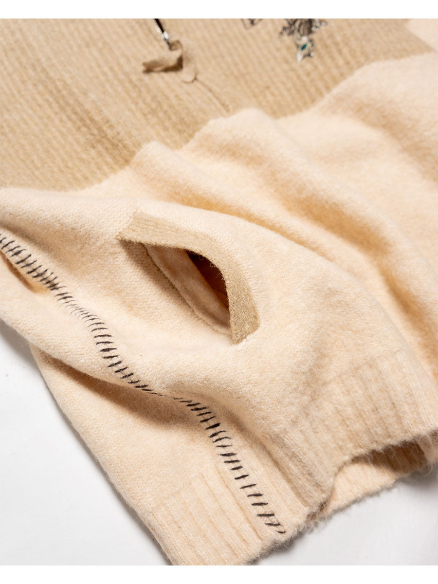 HALF ZIP KNIT -BEIGE-