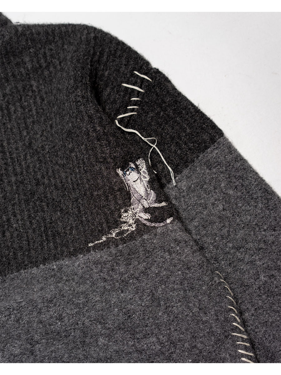 HALF ZIP KNIT -CHARCOAL-