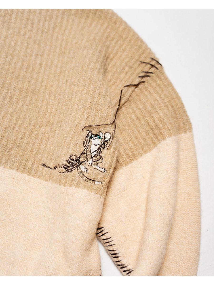 HALF ZIP KNIT -BEIGE-
