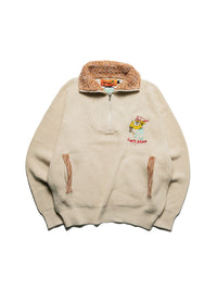 HALF ZIP KNIT -NATURAL-