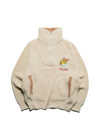 HALF ZIP KNIT -NATURAL-