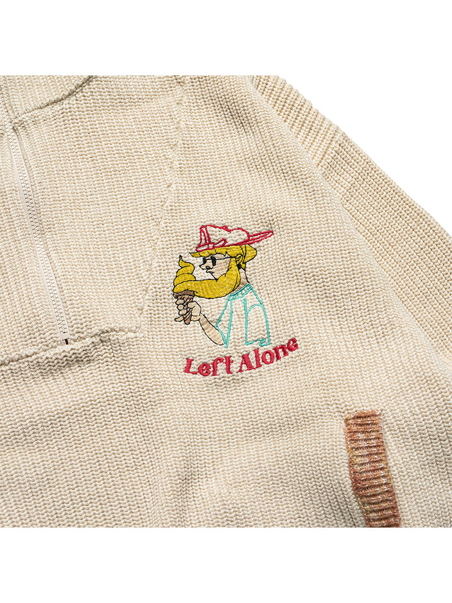 HALF ZIP KNIT -NATURAL-