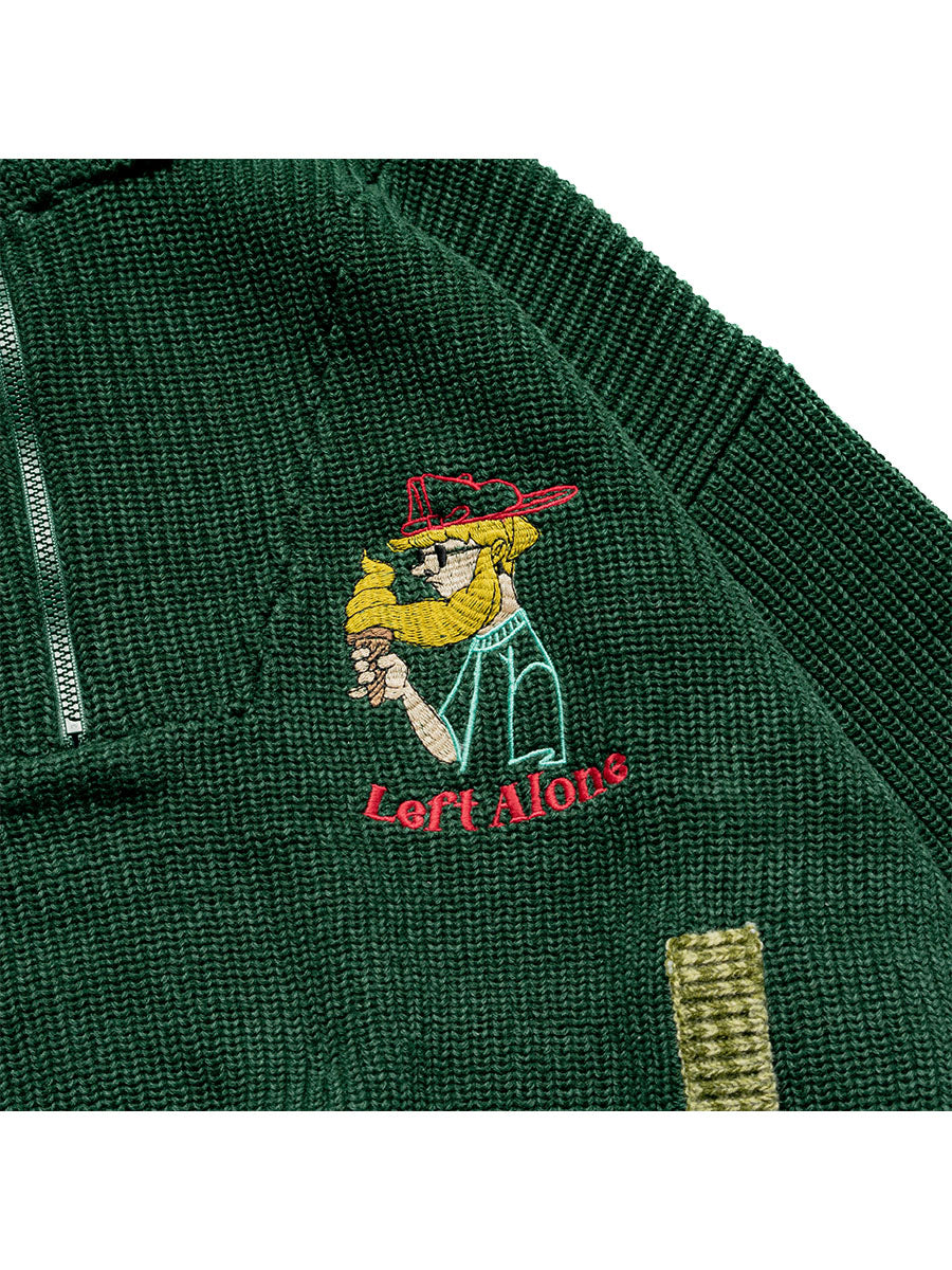 HALF ZIP KNIT -GREEN-