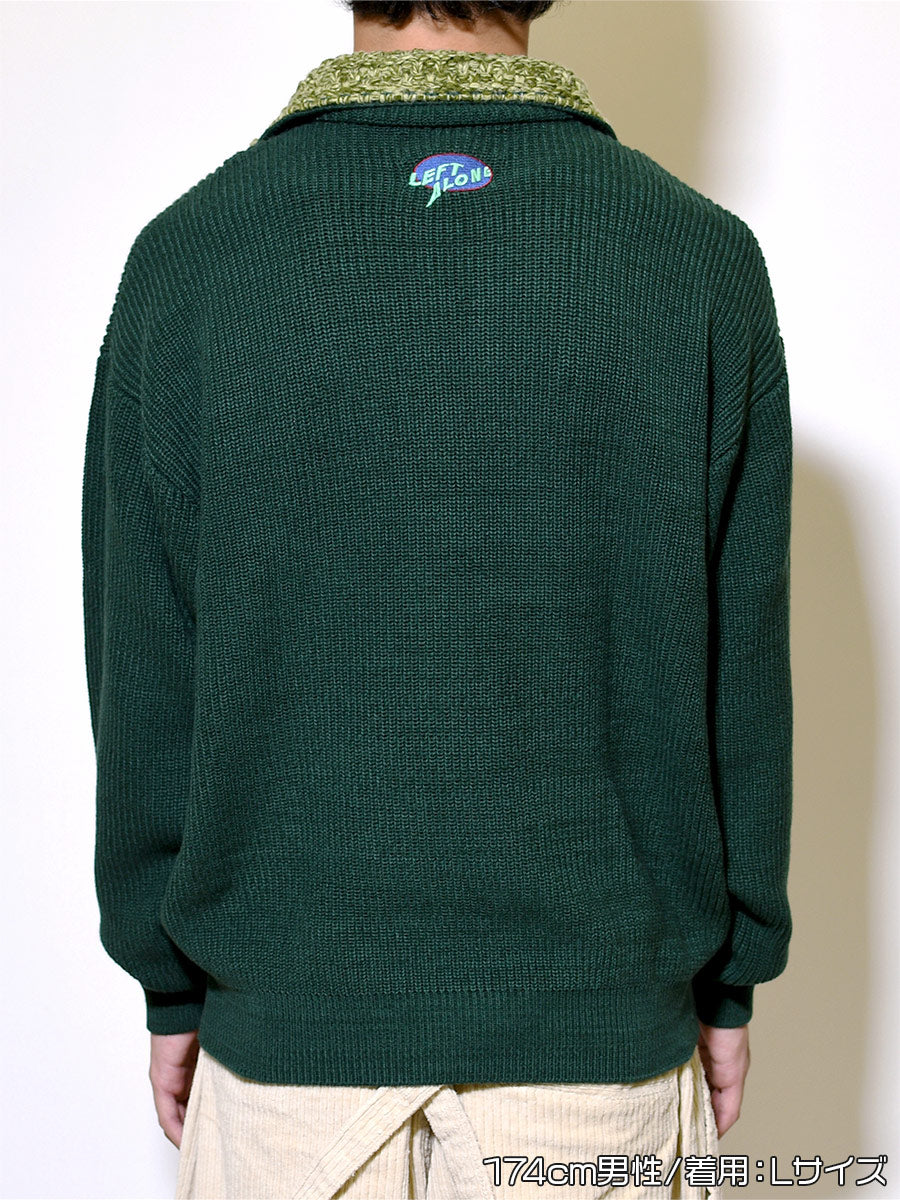 HALF ZIP KNIT -GREEN-