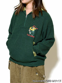 HALF ZIP KNIT -GREEN-