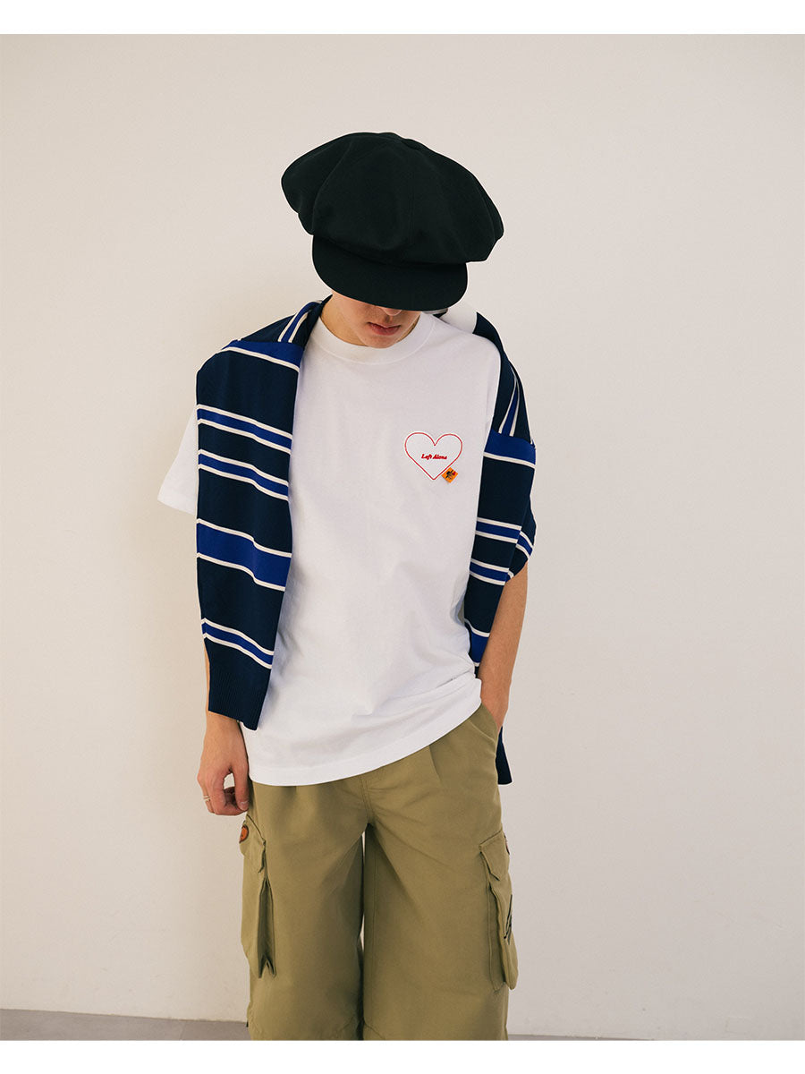 HEART POCKET TEE -WHITE-