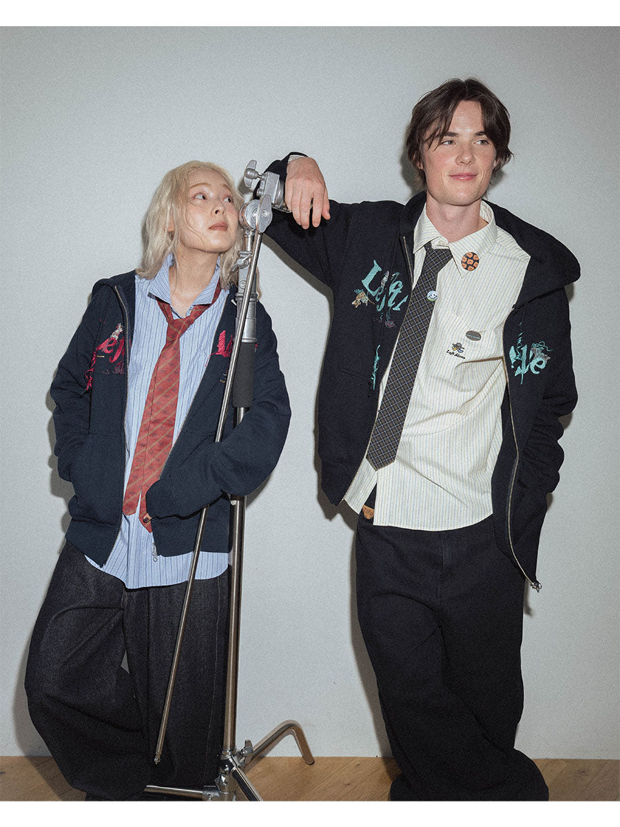 CAT ZIP PARKA -HEATHER GREY-