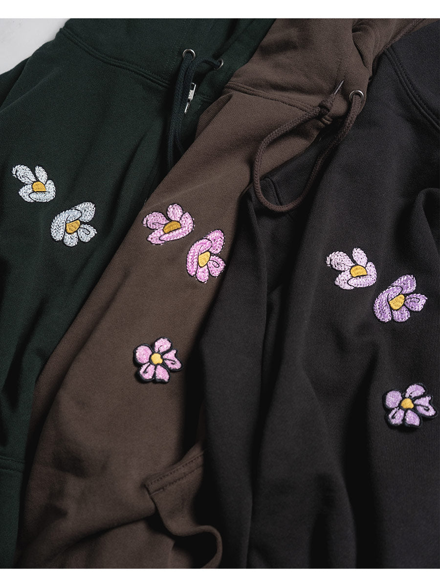 FLOWER ZIP PARKA -BROWN-