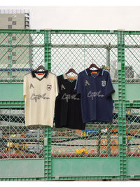 KNIT GAME SHIRT -NAVY-