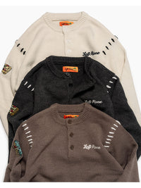 HENLEY STITCH KNIT -CHARCOAL-