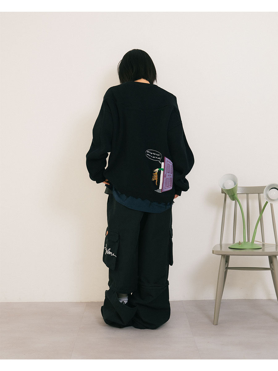 CREW KNIT -GREY-