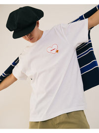 HEART POCKET TEE -WHITE-