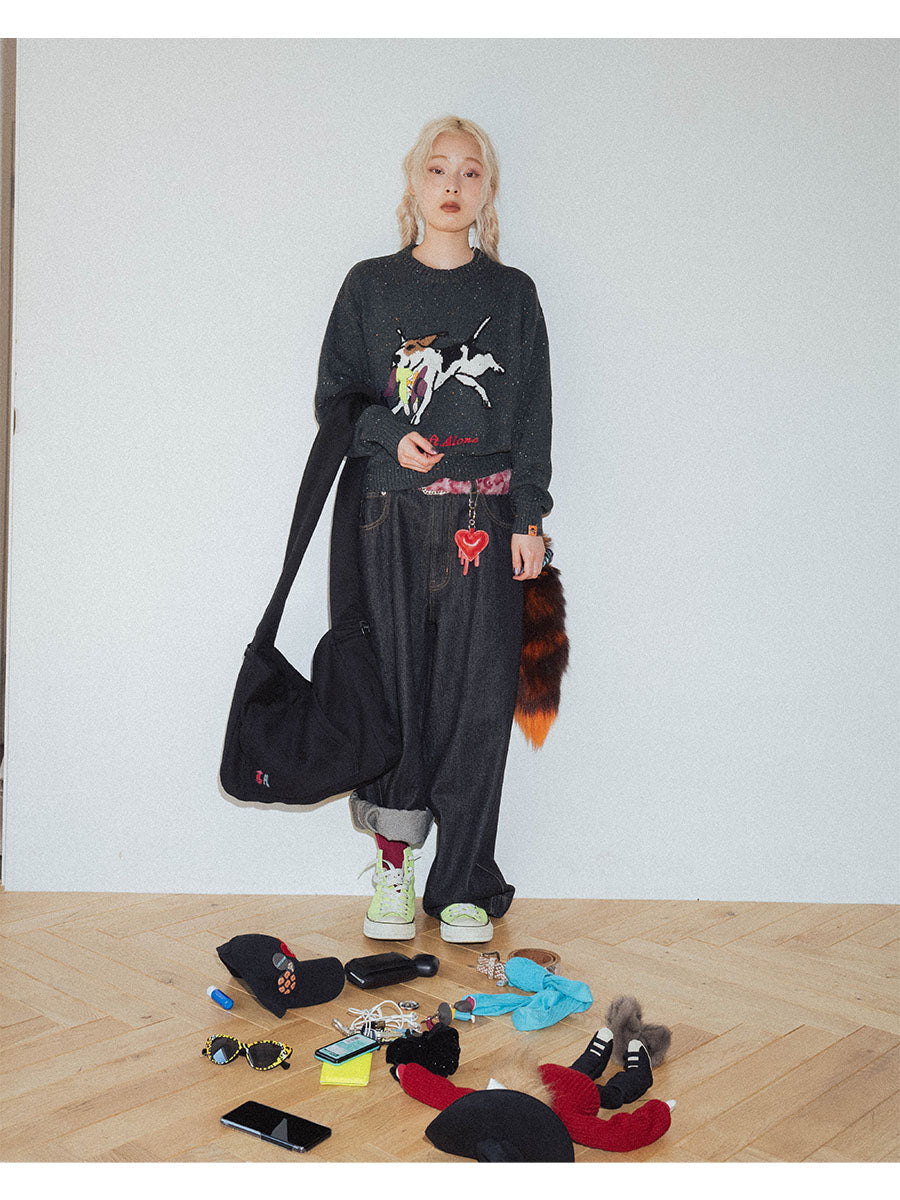 DOG KNIT -BLACK-