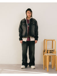 RAW WAVE DENIM PANTS -BLACK-