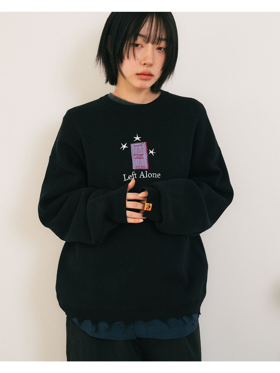 CREW KNIT -GREY-